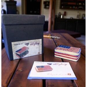 Objet d' Art Old‎ Glory US Flag Enamel Gift Jewelry Box Trinket Art Form #87